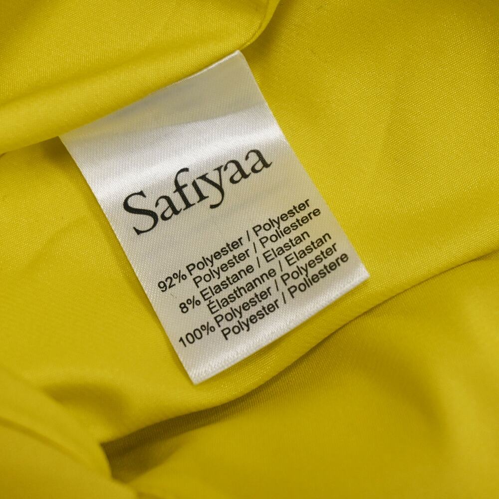 Safiyaa Avery Bright Yellow Draped Crepe Asymmetric Midi Dress Size 10 - Picture 12 of 13